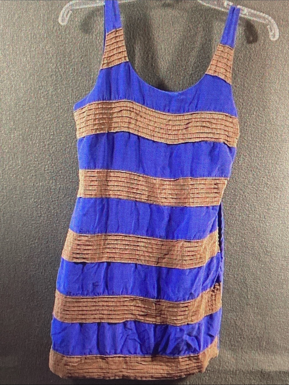 Greylin Blue and Brown Striped Sleeveless Mini Dress